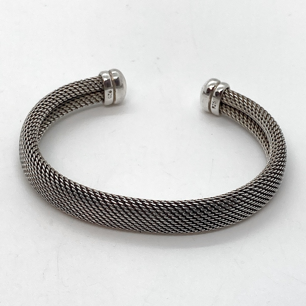 Vtg 925 Sterling Silver Woven Mesh Cuff Bracelet | 5.4” + 1” Gap | 1.7” D | 20g
